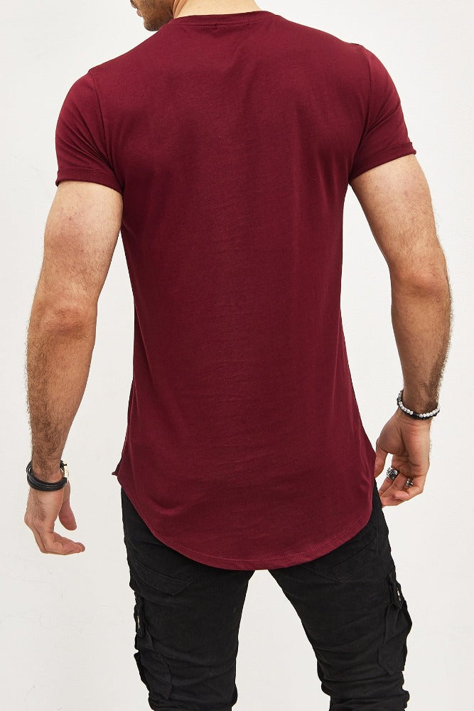 T-shirt oversize col rond bordeaux coton homme2