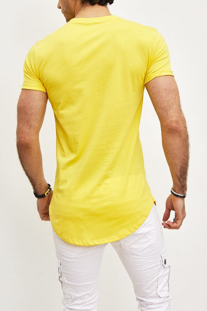T-shirt oversize col rond jaune coton homme2