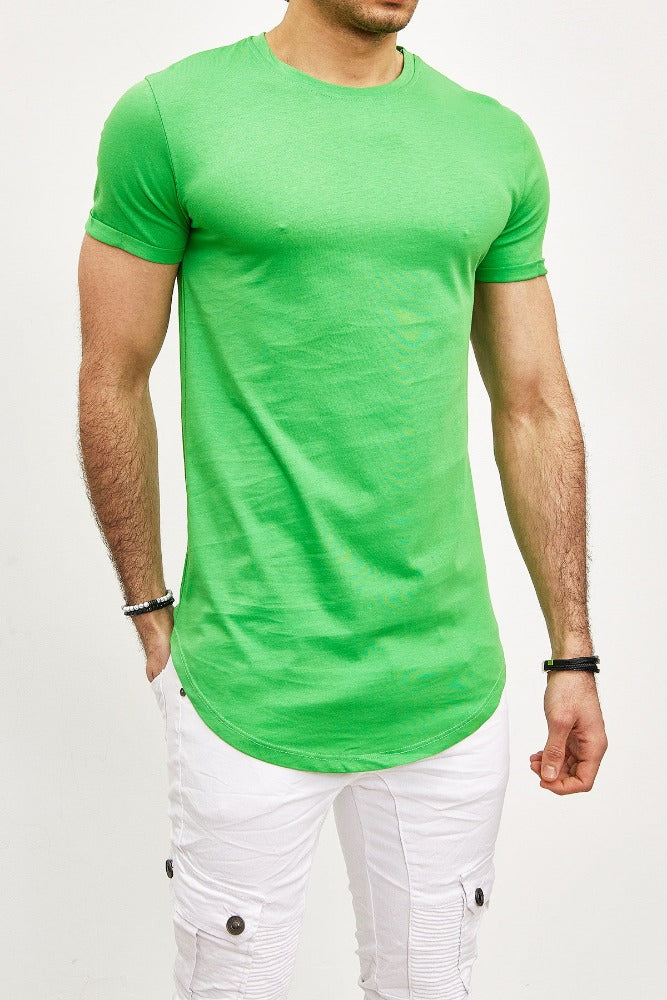 T-shirt oversize col rond vert clair coton homme fashion