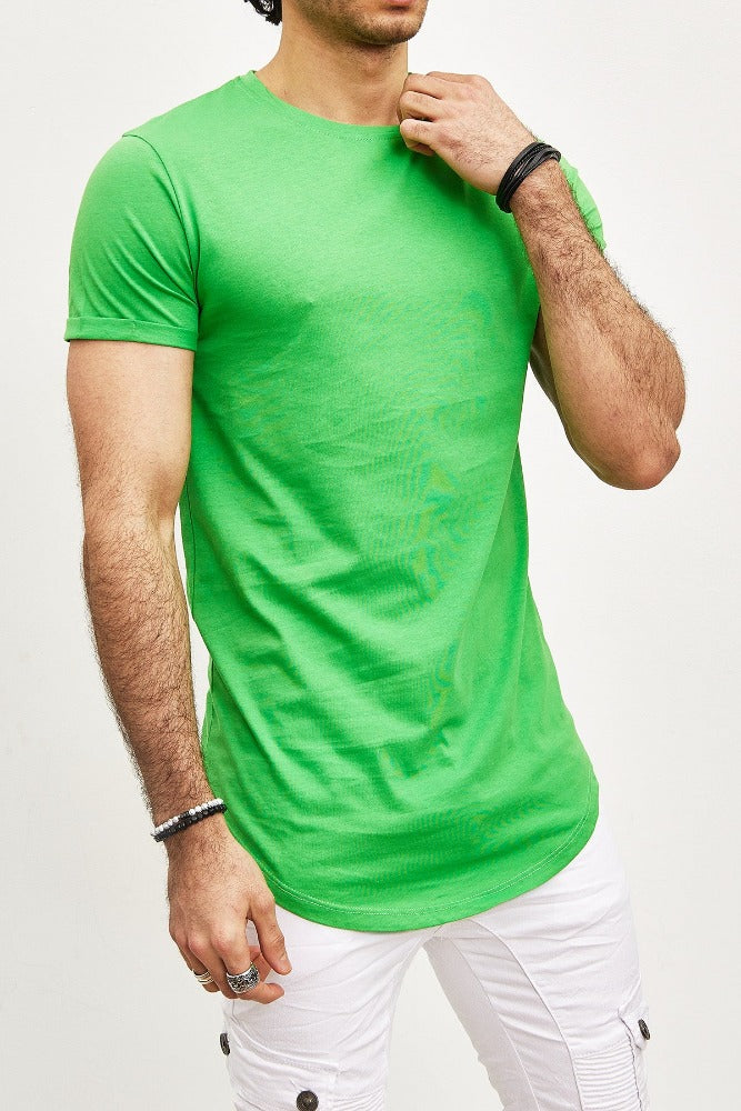 T-shirt oversize col rond vert clair coton homme fashion1