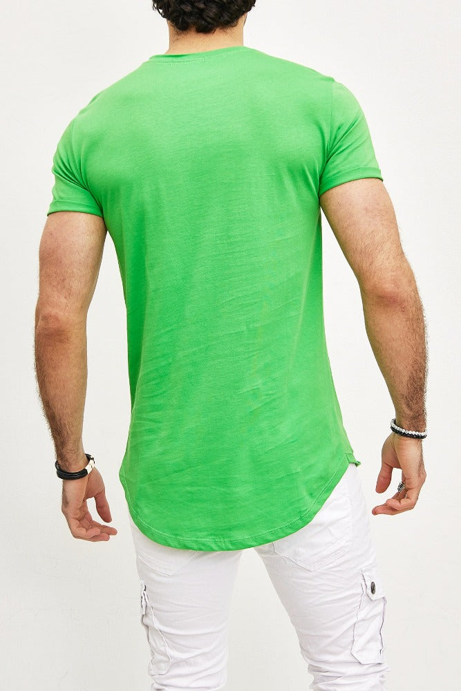 T-shirt oversize col rond vert clair coton homme fashion2