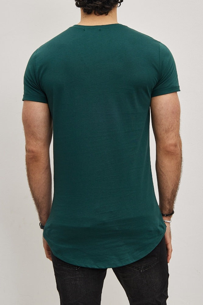 T-shirt oversize col rond vert coton homme2