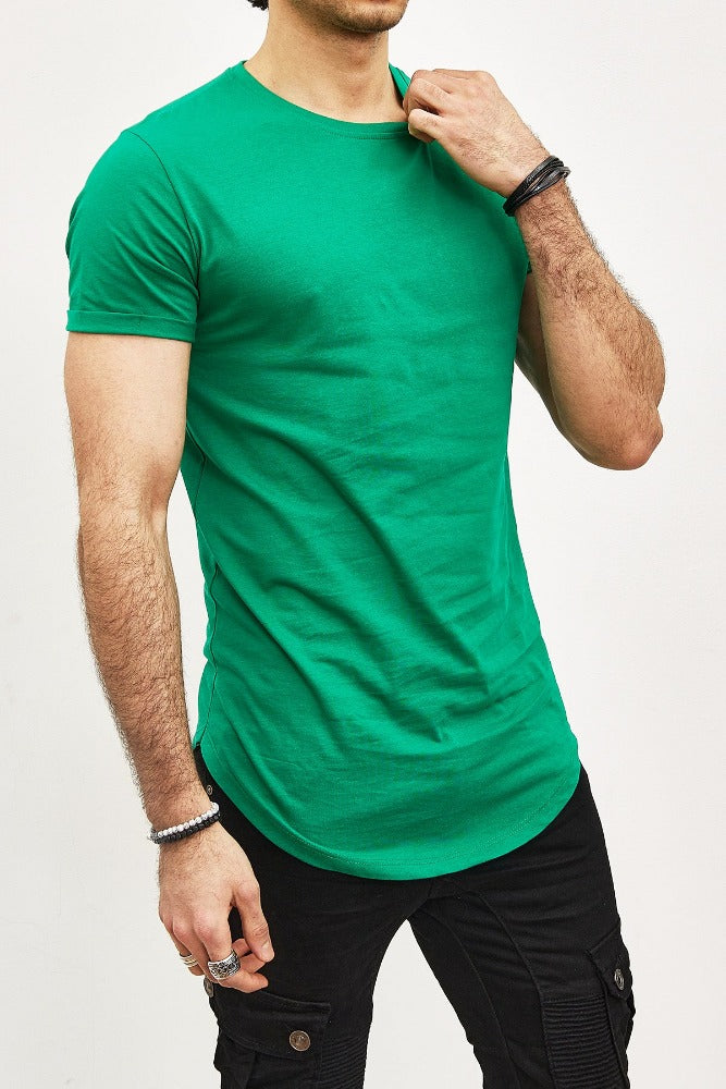 T-shirt oversize col rond vert foncé coton homme stylé