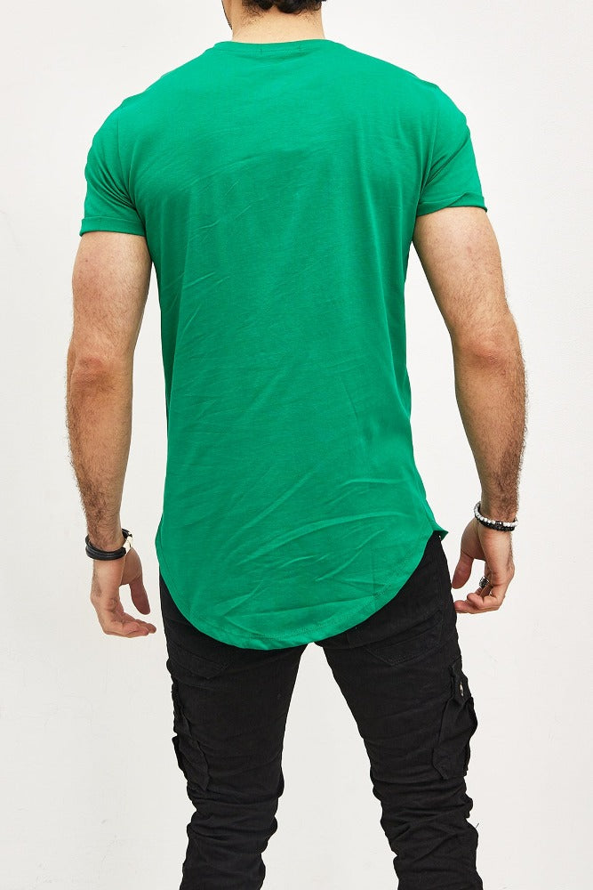 T-shirt oversize col rond vert foncé coton homme stylé2