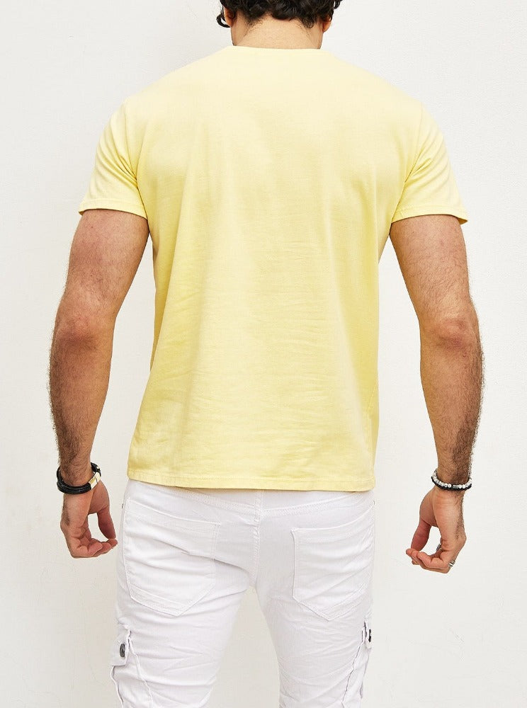 T-shirt manches courtes col rond jaune coton homme2