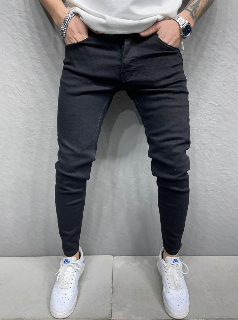 2y premium Jeans noir skinny fashion avec déchirures homme ilannfive