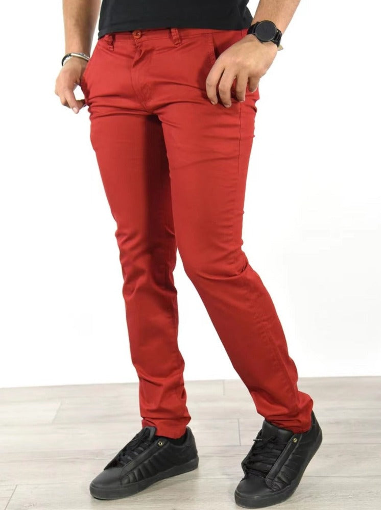Pantalon chino rouge homme coupe slim