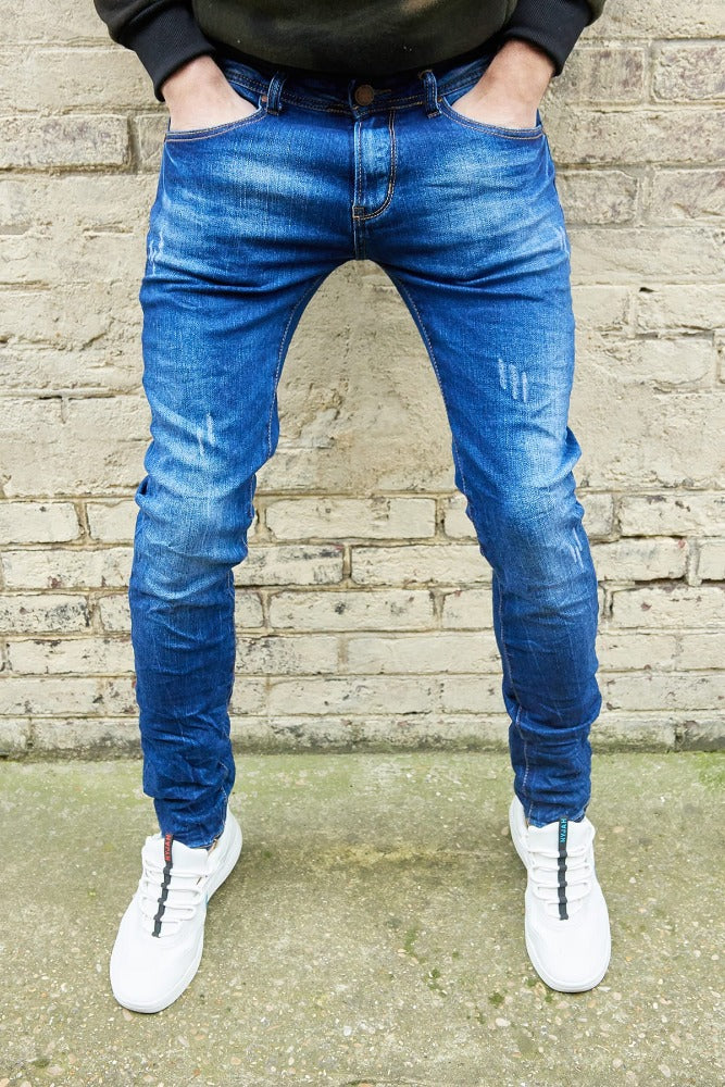 Jean bleu homme avec griffures ilannfive