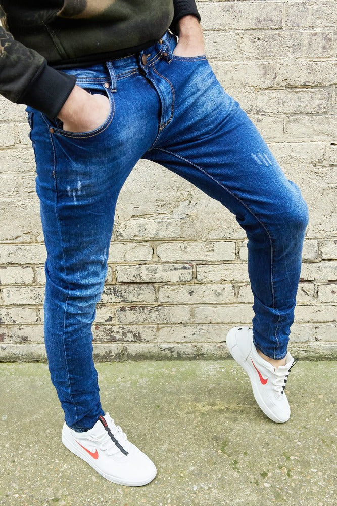 Jean bleu homme avec griffures ilannfive