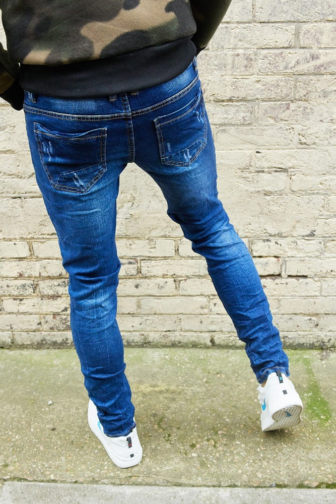 Jean bleu homme avec griffures ilannfive