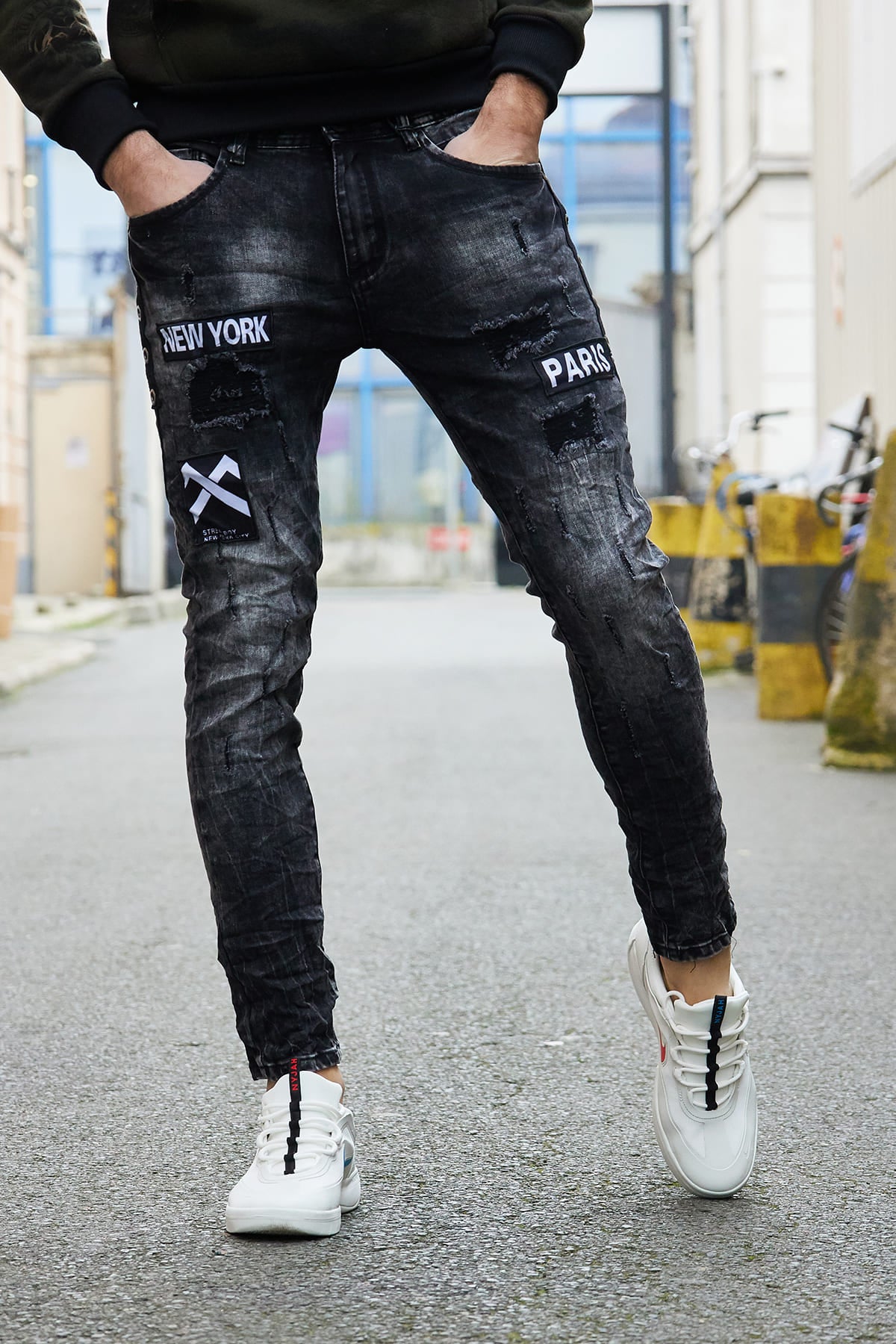 Jean skinny noir stylé noir homme fashion