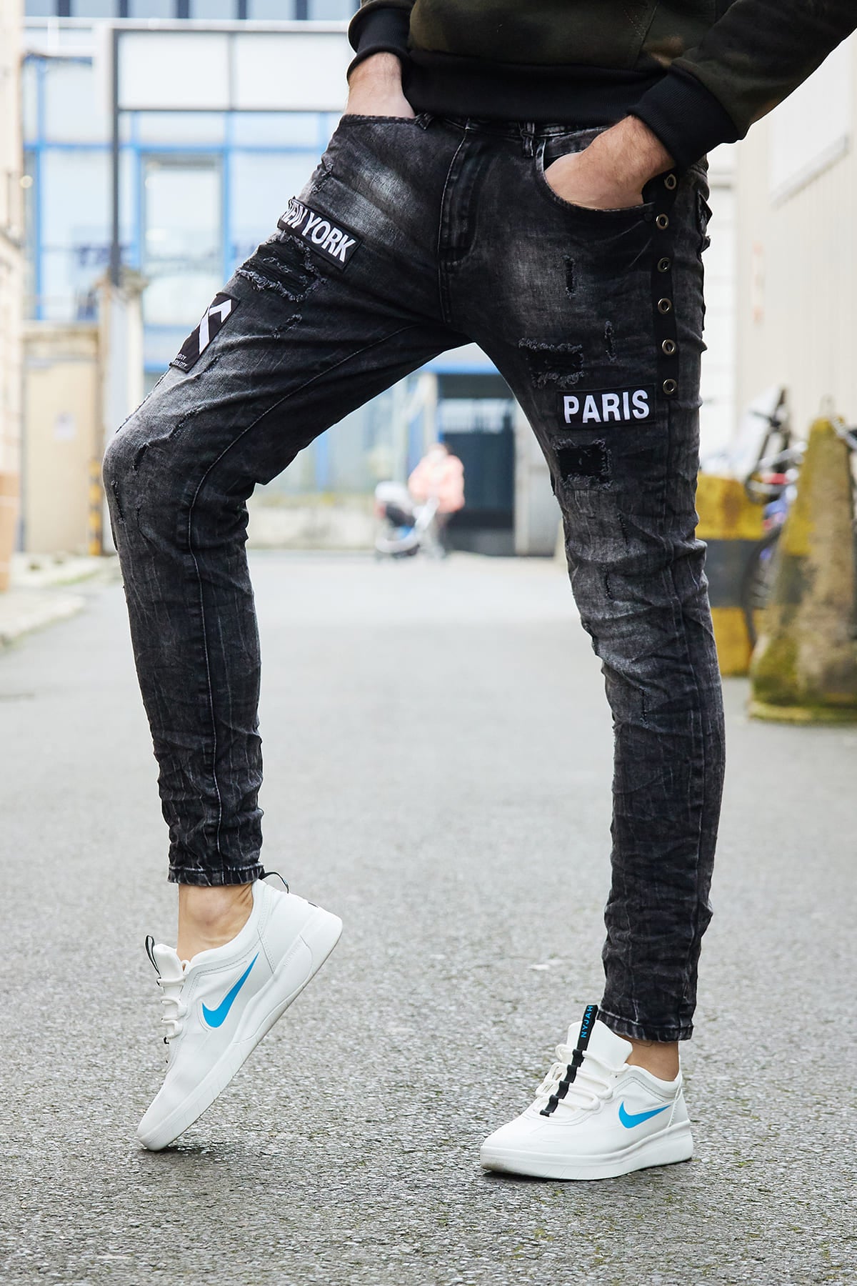 Jean skinny noir stylé noir homme fashion
