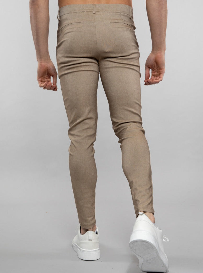Pantalon chino slim beige confortable homme fashion