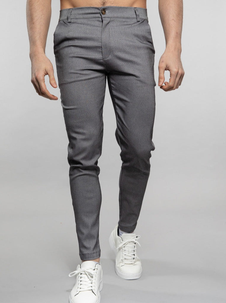 Pantalon slim confortable gris homme