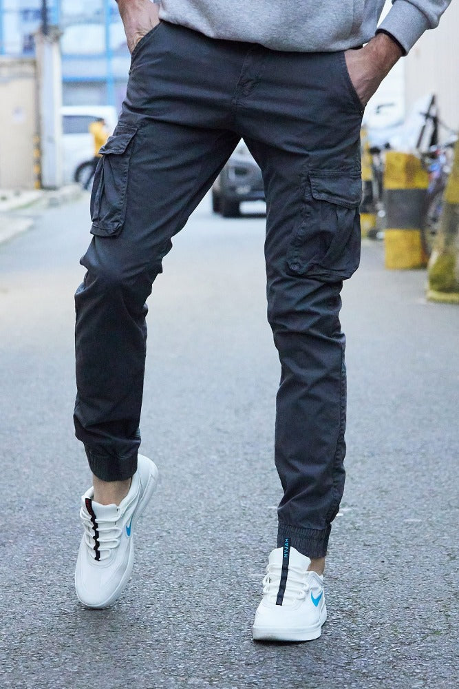 Pantalons cargo fashion gris homme ilannfive