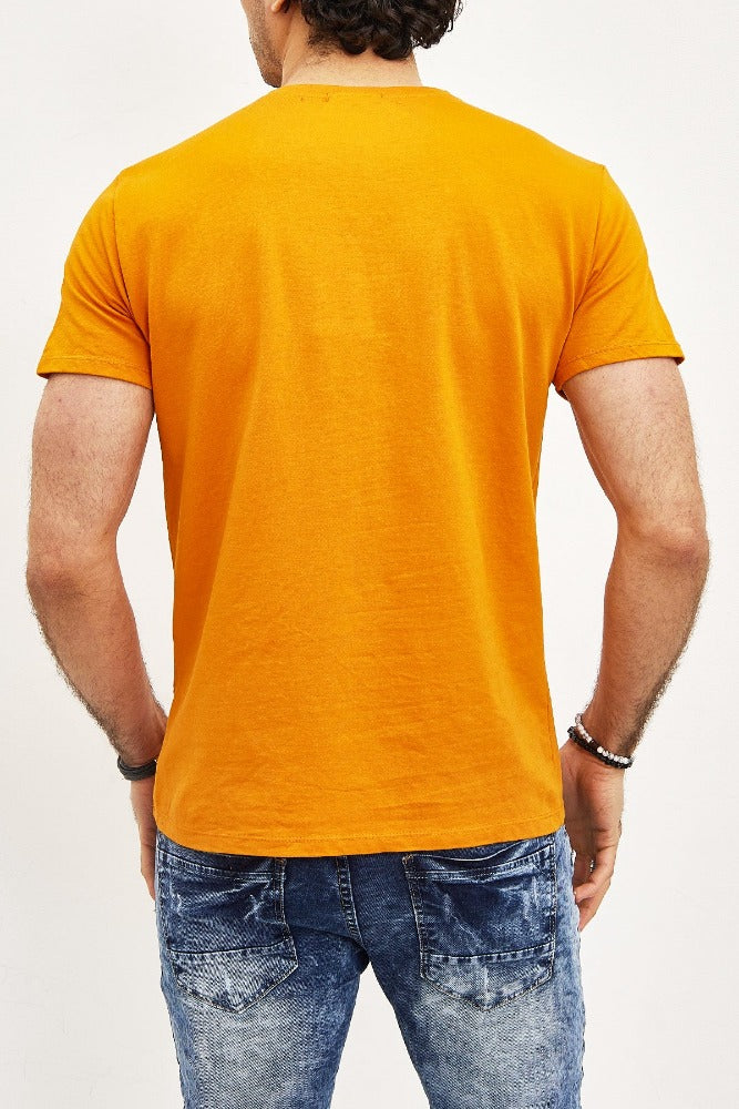 T-shirt manches courtes col rond orange homme2