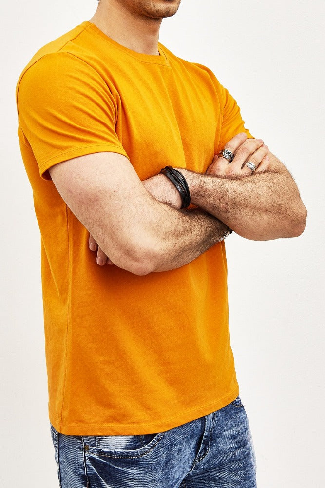T-shirt manches courtes col rond orange homme1